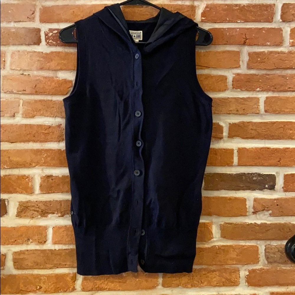 Converse Sweater Vest w/ Hoodie, Navy